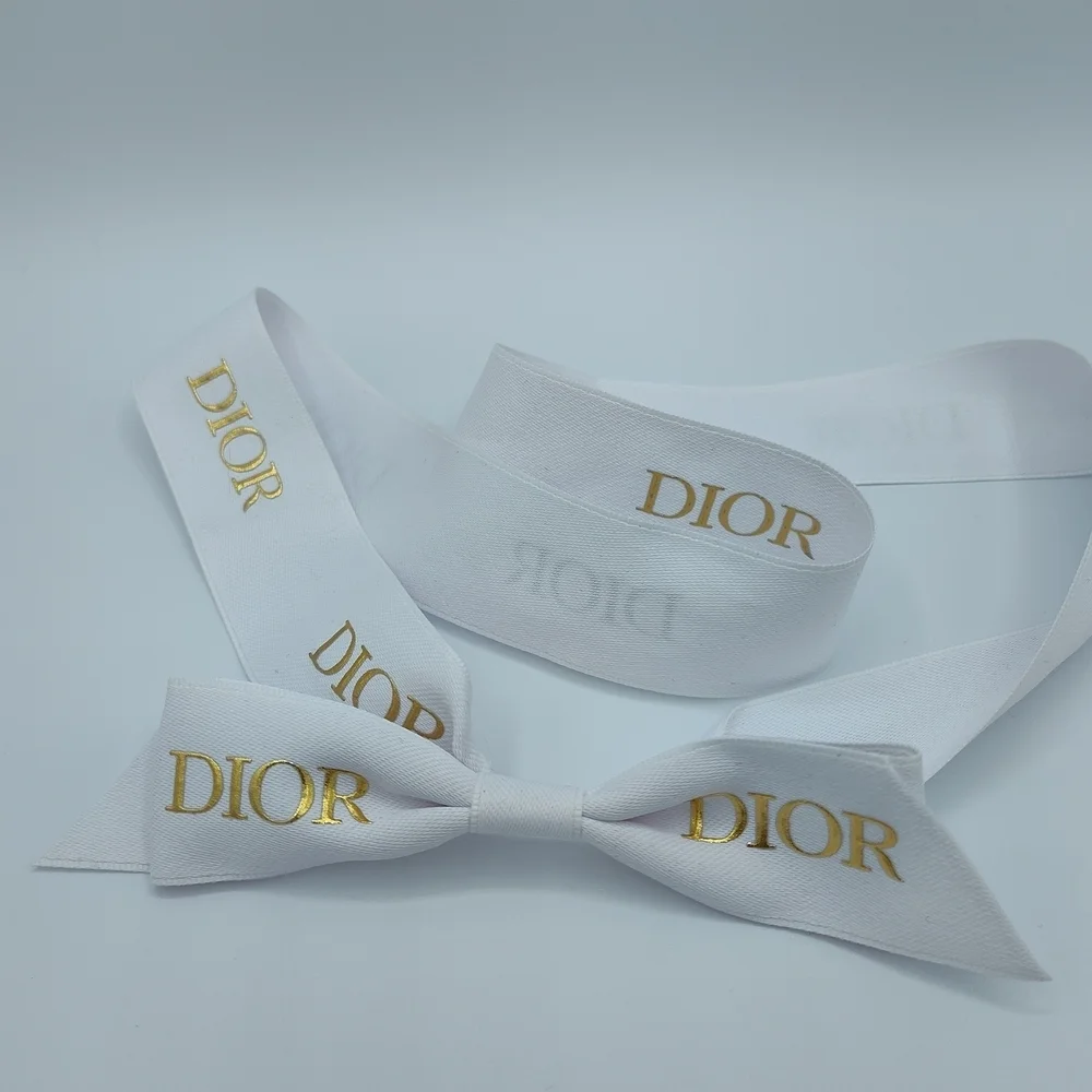 Dior White Gold Logo Ribbon Bow | 24" Pre-Tied Gift Ribbon | Lux Packaging EUC - Picture 1 of 3